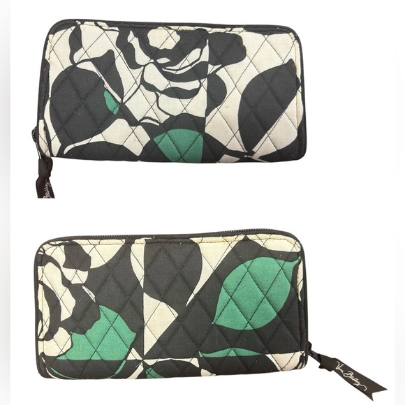 Vera Bradley Black and Green Quilted Wallet - Picture 1 of 5